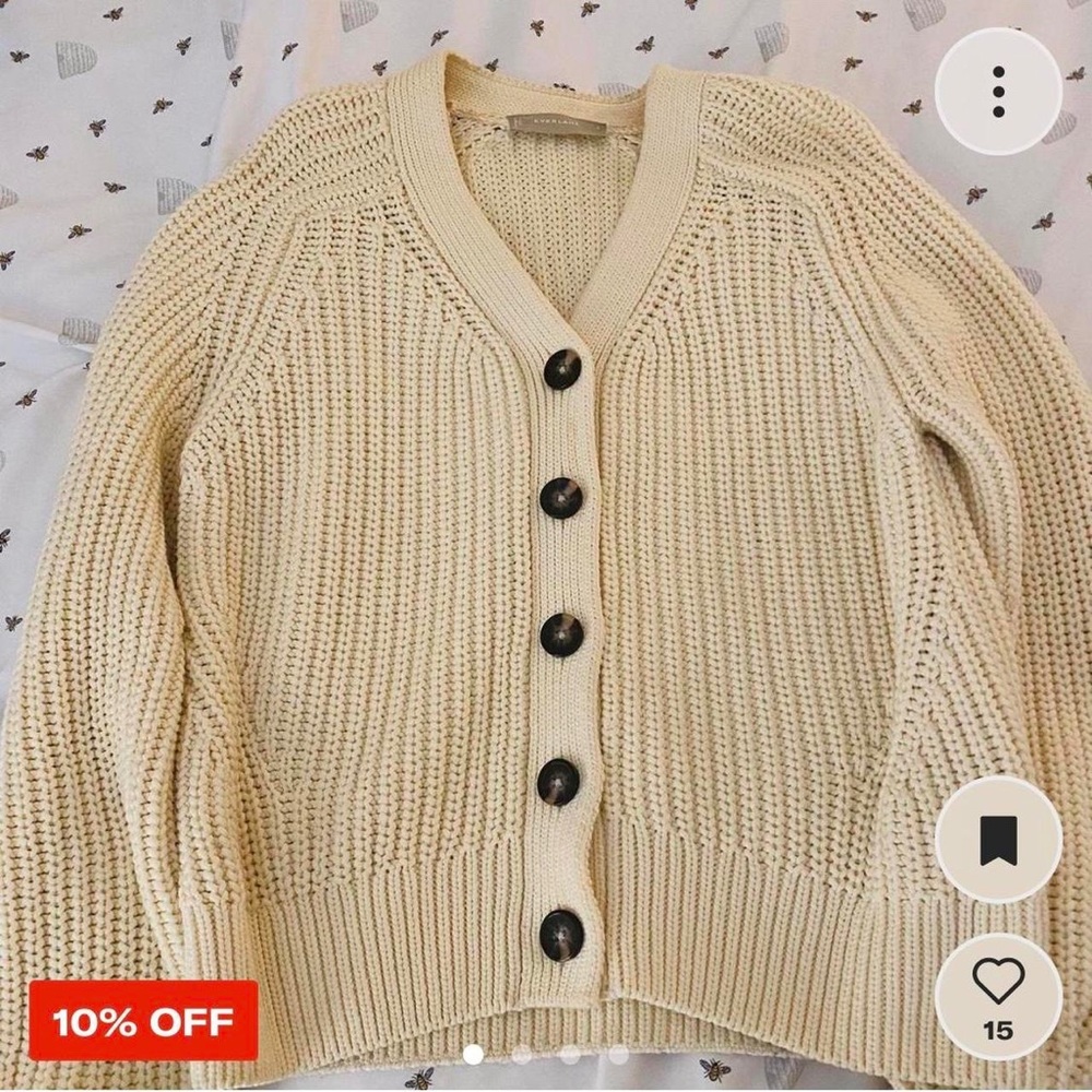 Everlane Textured Cotton Cardigan in Canvas